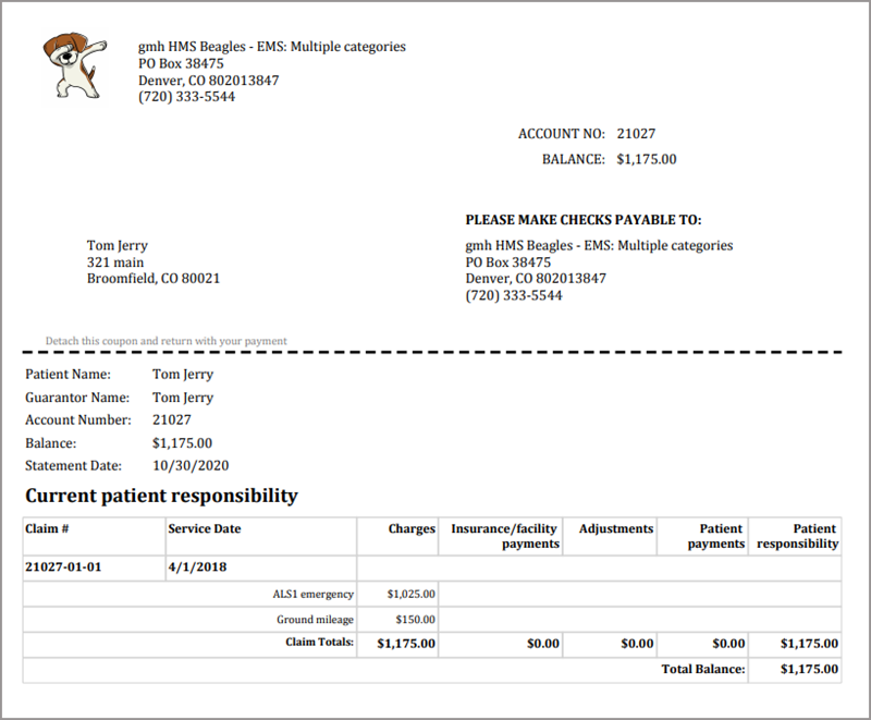 The patient responsiblity form can be printed out.